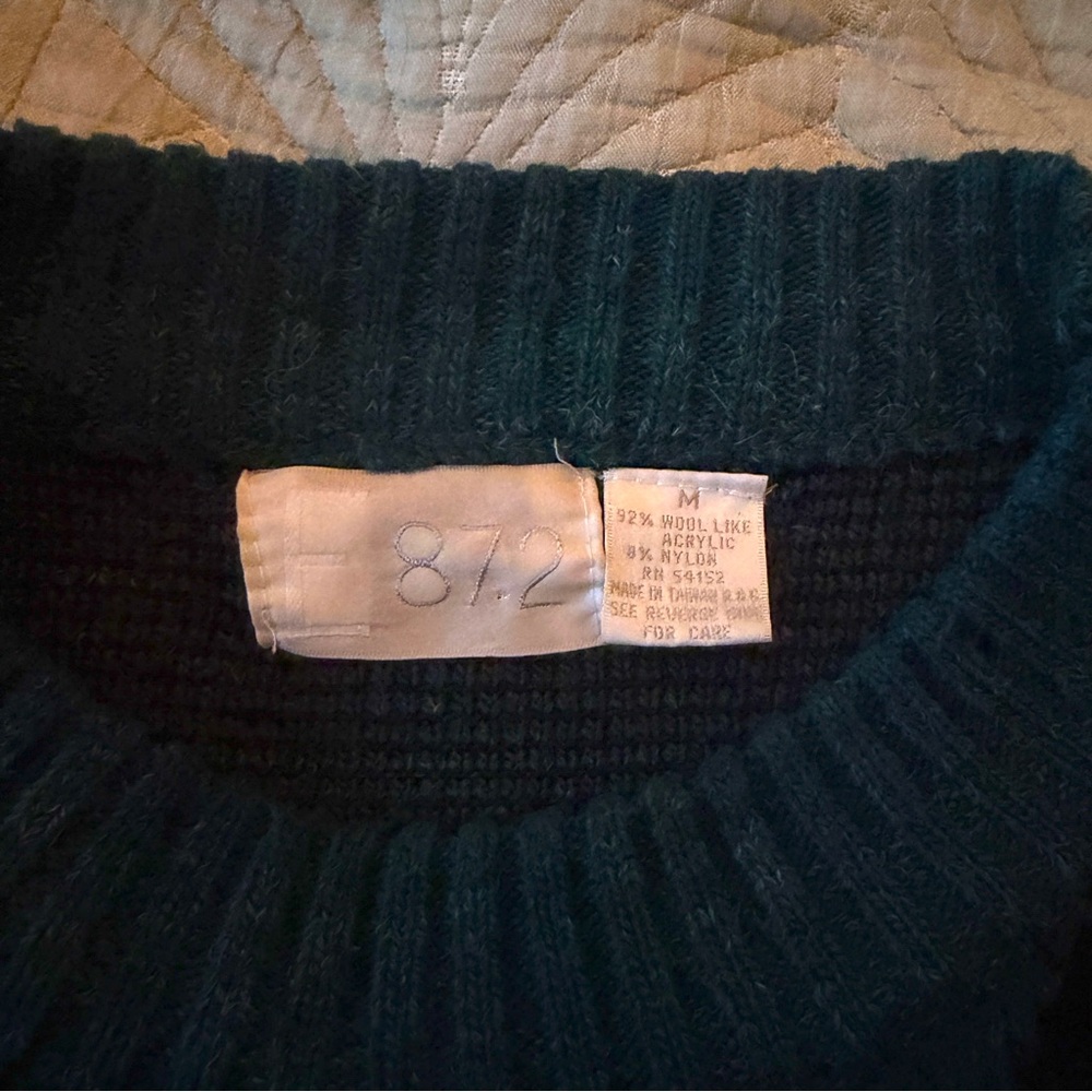 Argyle Teal And Black Patterned Wool Vintage Swea… - image 3